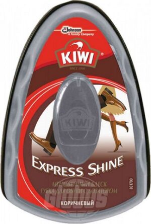 KIWI Экспресс губка для обуви c дозатора Коричневая 1шт