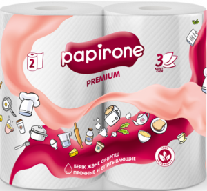 Papirone Premium полотенца бумажные 3х слойные 2шт