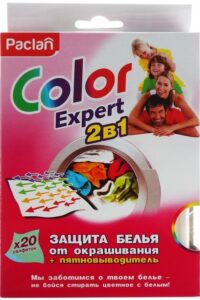 Paclan Color Expert 2в1 салфетки для стирки с пятновыводителем 20шт