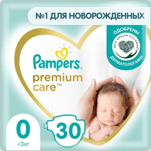 PAMPERS Подгузники Premium Care Newborn №0 (1.5-2.5кг) 30шт