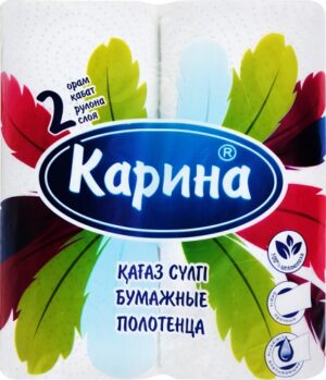 КАРИНА Полотенца бумажные ПЕРЬЯ белые 2-х слойные 2шт. 14.3м