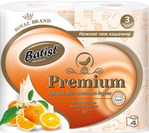Batist Туалетная бумага Premium Аромат Апельсинового дерева 3х слойная 4шт