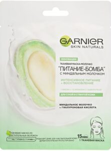 Garnier Тканевая маска для лица Питание-бомба Гиалуроновая кислота и Миндальное молочко 28гр