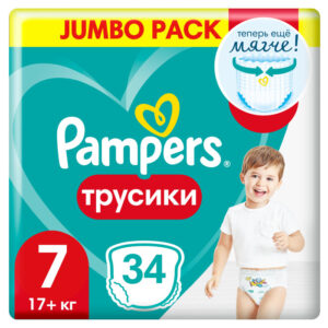 PAMPERS Подгузники-трусики Size №7 (17+кг) 34шт