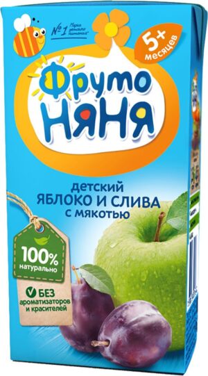 Фруто Няня сок Яблоко и Слива с мякотью 200мл