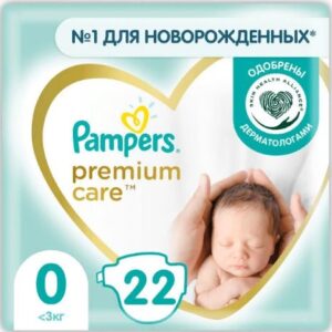 PAMPERS Подгузники Premium Care Newborn №0 (3кг) 22шт