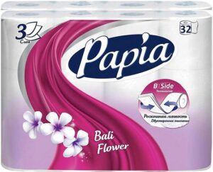 Papia Туалетная бумага 3х слойная Bali Flower 32шт
