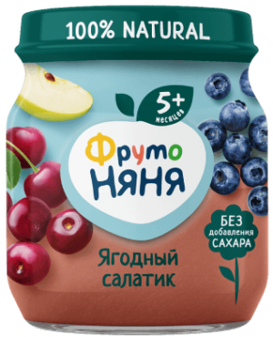 Фруто Няня пюре Ягодный салатик 5+ банка 100мл