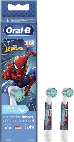 ORAL B Braun насадка для зубной щетки Детской Аккумуляторной Spiderman 3+ лет 2шт