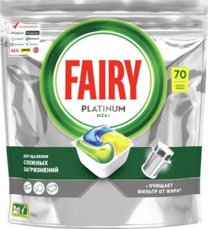 FAIRY Капсулы для посудомоечных машин всё в 1 Platinum Лимон 70шт