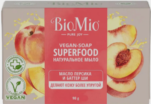 BioMio мыло туалетное SuperFood масло Персика и Ши 90гр