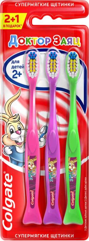 Colgate зубная щетка Детская 2+ Доктор Заяц 3шт