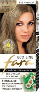 ECO LINE Fara стойкая крем-краска для волос №8.0 Светло-русый 125мл