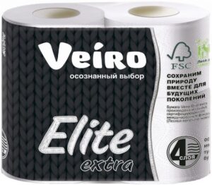 Бумага туалетная Veiro Elite Extra Белая 4-сл. 4шт