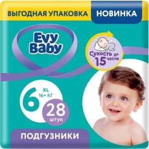 Evy Baby Подгузники XL 16+кг №6+ 28шт