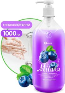 Grass крем-мыло жидкое Milana Черника в йогурте с дозатором 1000мл