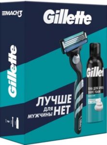 Подарочный набор Gillette Mach3 бритва+Gillette пена для бритья Sensitive Skin