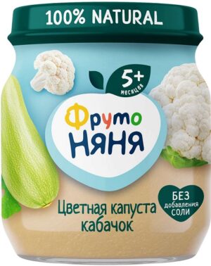 Фруто Няня пюре цветная Капуста Кабачок 5+ банка 110мл