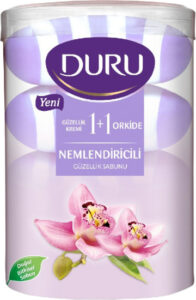 DURU мыло туалетное Увлажняющий крем и Орхидея банка 4х100гр