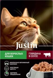 Justin кошачий корм Говядина в соусе 75гр