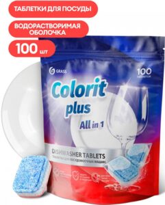 Grass Colorit plus таблетки для посудомоечной машины All in 100шт