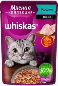 Whiskas кошачий корм Кролик в желе 75гр