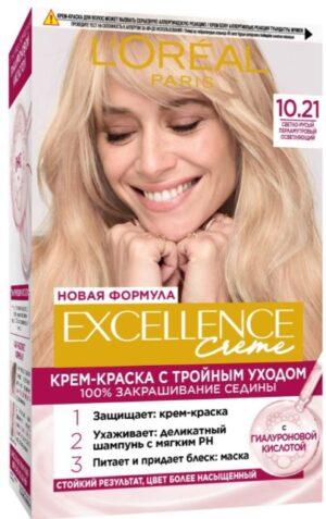 Loreal Paris Excellence Creme краска-уход с Тройным уходом №10. 21 Светло-русый перламутр 192мл