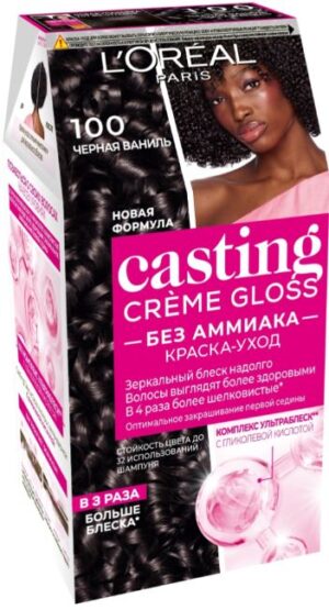Loreal Paris Casting Creme Gloss краска-уход для волос без Аммиака №100 Черная ваниль 180мл