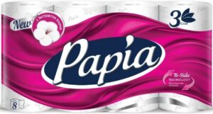 Papia Туалетная бумага 3х слойная 8шт