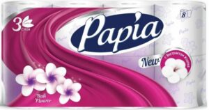 Papia Туалетная бумага 3х слойная Bali Flower 8шт