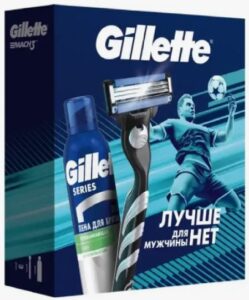Подарочный набор Gillette Mach3 бритва+Gillette пена для бритья Series Успокаивающая