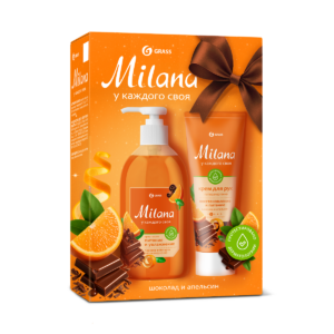 Grass Набор подарочный Milana (Крем мыло + Крем мусс для рук)  Апельсин в шоколаде, 300мл + 80мл