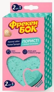 Фрекен Бок губка кухонная Пористая в форме Сердца, 2шт.