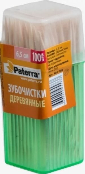 Paterra зубочистки в платиковой банке 6.5 см 100шт