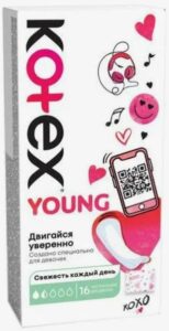 Kotex Ежедневки Young экстратонкие для девочек 16 шт