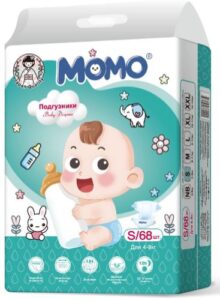 MOMO Подгузники Детские S №2 (4-8кг) 68шт