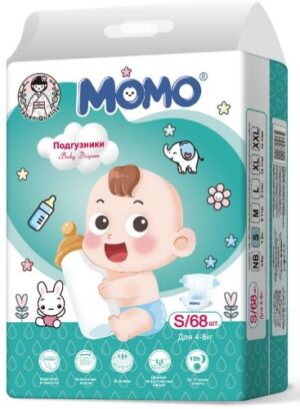 MOMO Подгузники Детские S №2 (4-8кг) 68шт