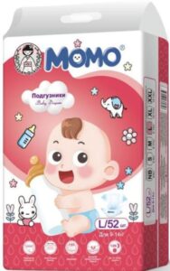 MOMO Подгузники Детские L №4 (9-14кг) 52шт